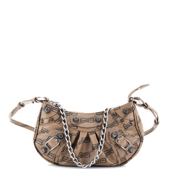 Balenciaga Le Cagole Giant Studs Shoulder Bag BB Monogram Coated Canvas Mini