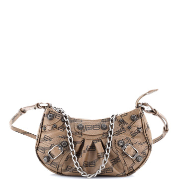 Balenciaga Le Cagole Giant Studs Shoulder Bag BB Monogram Coated Canvas Mini