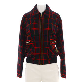 Gucci Women's Two Pocket Patches Zip Jacket Printed Wool