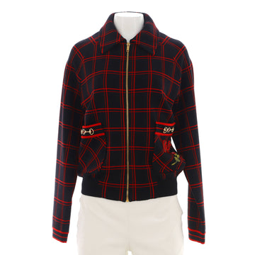 Gucci Women's Two Pocket Patches Zip Jacket Printed Wool