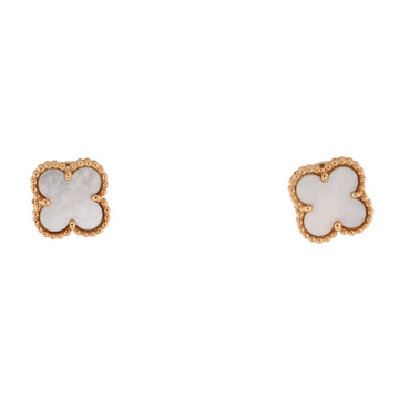 Van Cleef & Arpels Sweet Alhambra Stud Earrings 18K Yellow Gold and Mother of Pearl