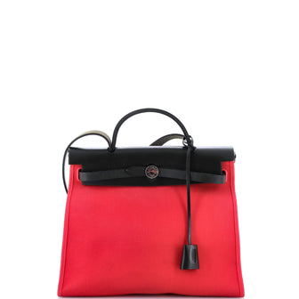 Hermes Herbag Zip Leather and Toile 31