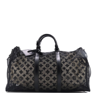 Louis Vuitton Keepall Bandouliere Bag Monogram See Through Mesh 50