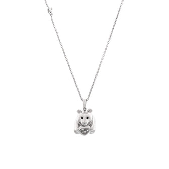 Chopard Animal World Panda Pendant Necklace 18k White Gold with Onyx and 1 Floating Diamond