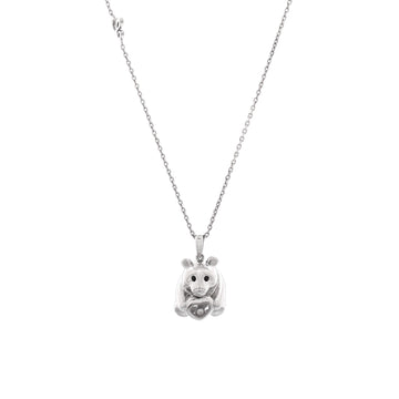 Chopard Animal World Panda Pendant Necklace 18k White Gold with Onyx and 1 Floating Diamond