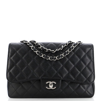 Chanel Classic Single Flap Bag Quilted Caviar Jumbo