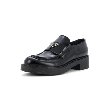 Prada Women's Triangle Logo Loafers Spazzolato Leather