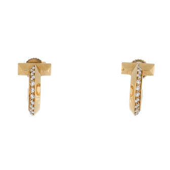 Tiffany & Co. T1 Hoop Earrings 18K Yellow Gold with Diamonds Extra Small