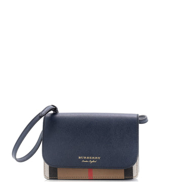 Burberry Hampshire Wallet on Chain Leather and House Check Canvas