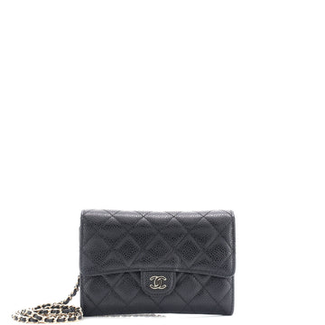 Chanel Classic Flap Wallet Crossbody Bag Quilted Caviar Mini Black 33102310