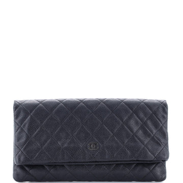 Chanel CC Foldover Clutch Quilted Caviar