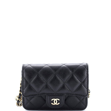 Chanel Classic Flap Clutch with Chain Quilted Caviar Small