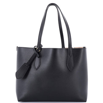 Burberry Reversible Tote Haymarket Coated Canvas and Leather Small