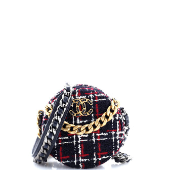 Chanel 19 Round Clutch with Chain Quilted Tweed