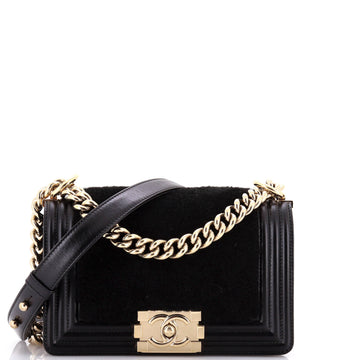 Chanel Boy Flap Bag Shearling with Leather Small