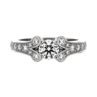 Cartier Ballerine Solitaire Ring Platinum with RBC Diamond and Pave Diamonds 0.50-0.59CT