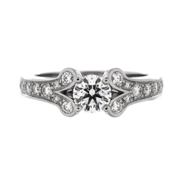 Cartier Ballerine Solitaire Ring Platinum with RBC Diamond and Pave Diamonds 0.50-0.59CT