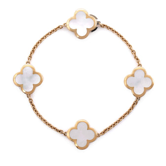Van Cleef & Arpels Pure Alhambra 4 Motifs Bracelet 18K Yellow Gold with Mother of Pearl