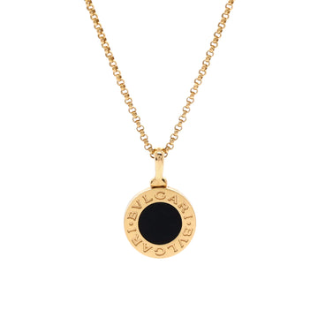Bvlgari Bvlgari Bvlgari Pendant Necklace 18K Yellow Gold with Onyx