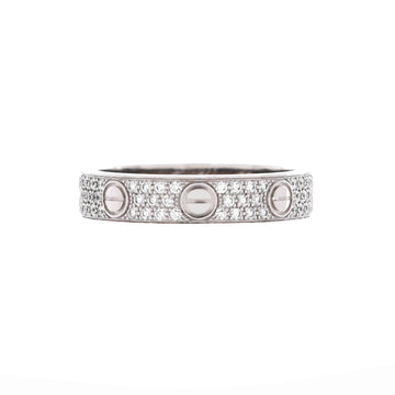 Cartier Love Wedding Band Pave Diamonds Ring 18K White Gold and Diamonds
