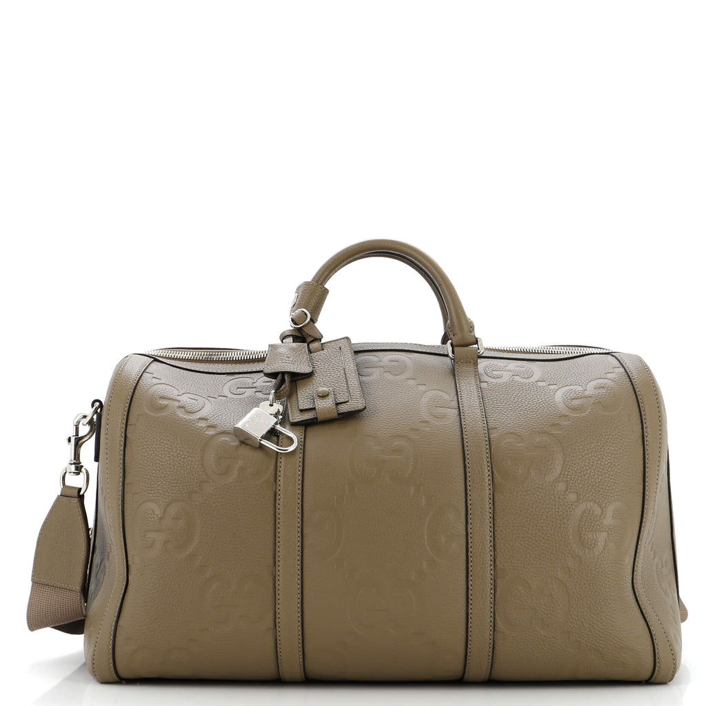 Gucci Duffle Bag Jumbo GG Embossed Leather Small Neutral 3312631