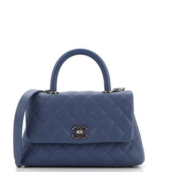 Chanel Coco Top Handle Bag Quilted Caviar Mini