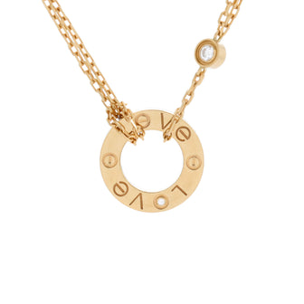 Cartier 2 Diamonds Love Pendant Necklace 18K Yellow Gold and Diamonds