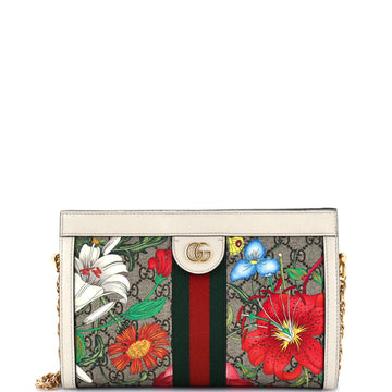 Gucci Ophidia Chain Shoulder Bag Flora GG Coated Canvas Small