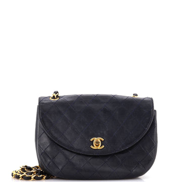 Chanel Vintage Round Flap Bag Quilted Lambskin Small