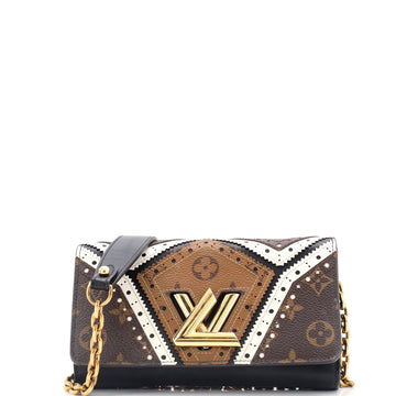 Louis Vuitton Twist Chain Wallet Limited Edition Brogue Reverse Monogram Canvas and Leather