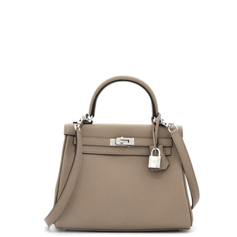 Hermes Kelly Handbag Verso Swift with Palladium Hardware 25