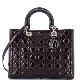 Christian Dior Lady Dior Bag Cannage Quilt Patent Large