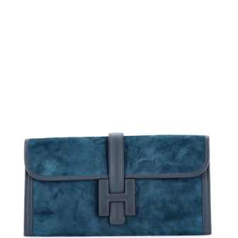 Hermes Jige Elan Clutch Doblis Suede 29