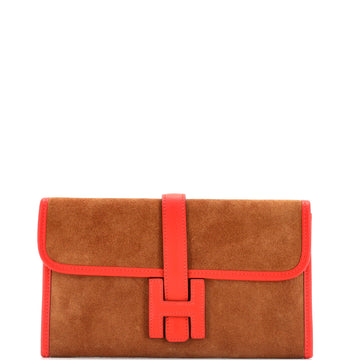 Hermes Jige Elan Clutch Doblis Suede 29