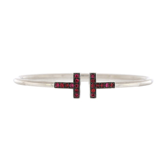 Tiffany & Co. T Wire Bracelet 18K White Gold with Rubies