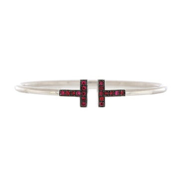 Tiffany & Co. T Wire Bracelet 18K White Gold with Rubies