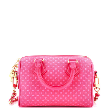 Louis Vuitton Speedy Bandouliere Bag Nanogram Embossed Leather 20