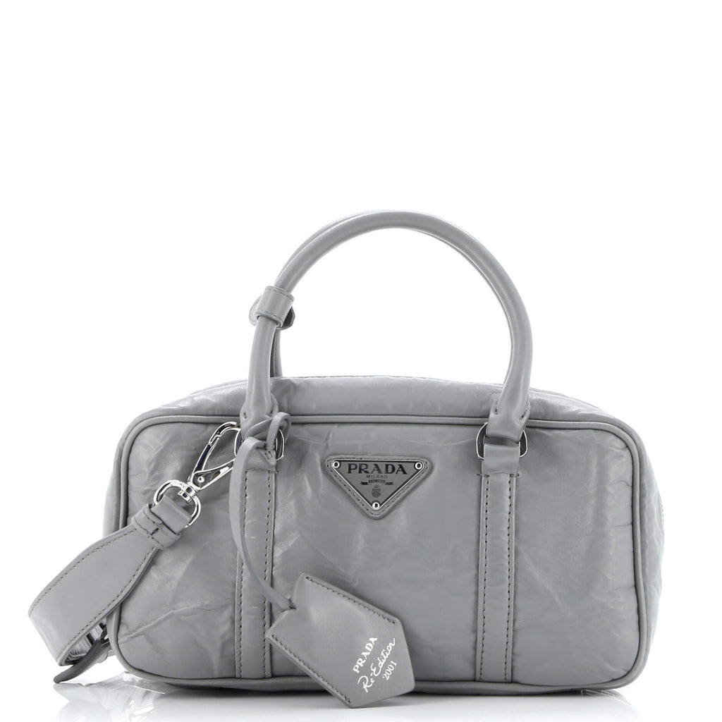 PRADA パーティーバッグ グレー Prada Re-Edition Top Handle Bauletto Bag Nappa Antique Medium Gray