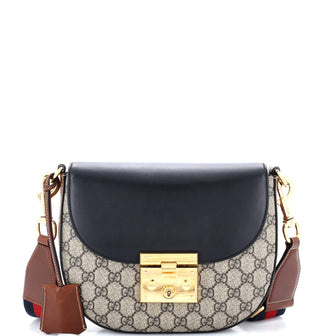 Gucci Padlock Saddle Shoulder Bag GG Coated Canvas and Leather Medium