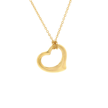Tiffany & Co. Elsa Peretti Open Heart Pendant Necklace 18K Yellow Gold 16mm