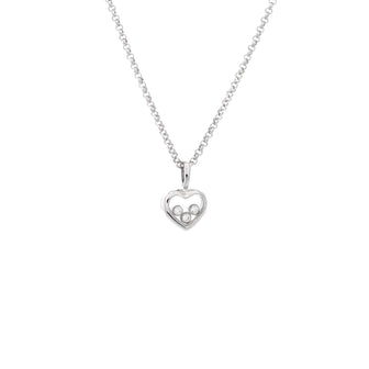 Chopard Happy Diamonds Heart Pendant Necklace 18K White Gold with 3 Floating Diamonds
