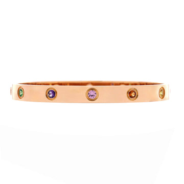 Cartier Love 10 Stone Bracelet 18K Rose Gold with Garnet, Amethyst and Sapphire
