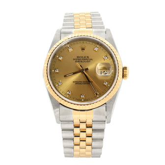 Rolex Oyster Perpetual Datejust Automatic Watch Stainless Steel and Yellow Gold with Diamond Markers 36