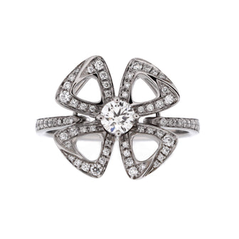 Bvlgari Fiorever Ring 18K White Gold and Pave Diamonds Small