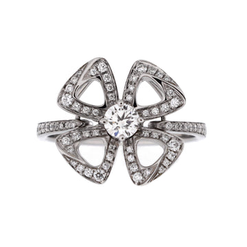 Bvlgari Fiorever Ring 18K White Gold and Pave Diamonds Small