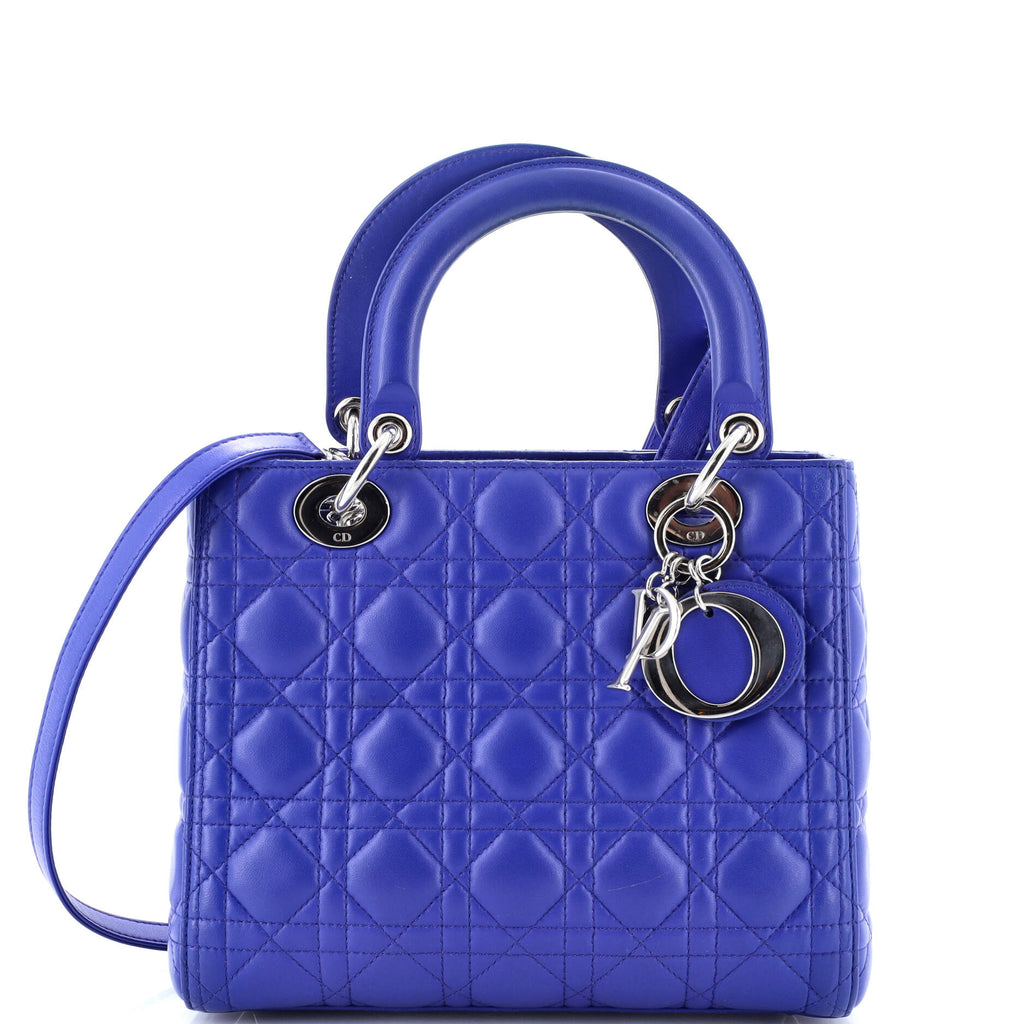 Christian Dior Lady Dior Bag Cannage Quilt Lambskin Medium Blue