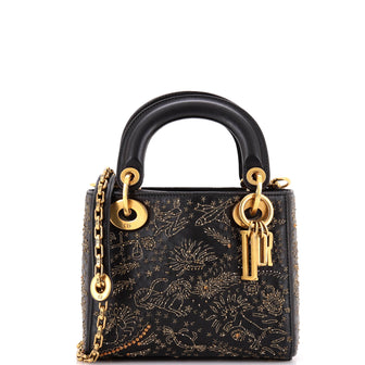Christian Dior Lady Dior Chain Bag Embroidered Calfskin Mini
