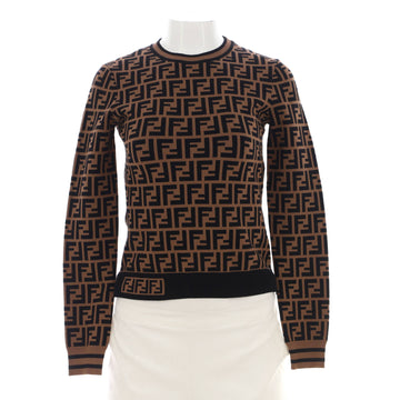 Fendi Women's Long Sleeve Crewneck Sweater Zucca Viscose Blend