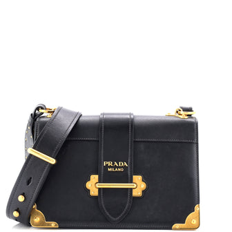 Prada Cahier Crossbody Bag Leather and Saffiano Leather Large