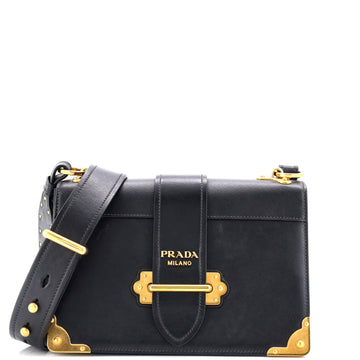 Prada Cahier Crossbody Bag Leather and Saffiano Leather Large